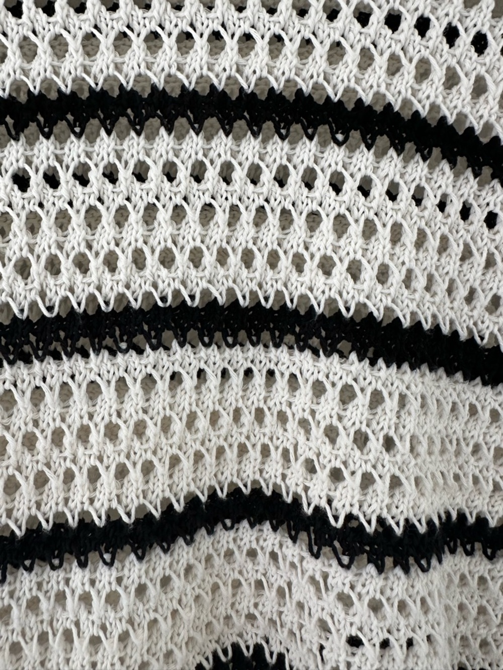 Mango Open-Weave Striped Crewneck Sweater in Cream & Black - Picture 3 of 3